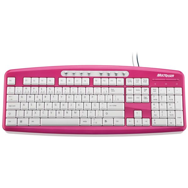 Teclado Rosa Multimídia Steel Usb - Multilaser